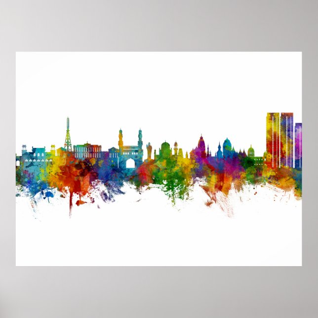 Poster Hyderabad Skyline Inde (Devant)