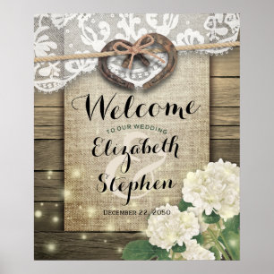 Poster Hydrangea à Fer à Cheval Mariage de Campagne Rusti