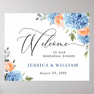 Poster Hydrangea Bleu Roses Rouge Teintée DINER DE REPEti
