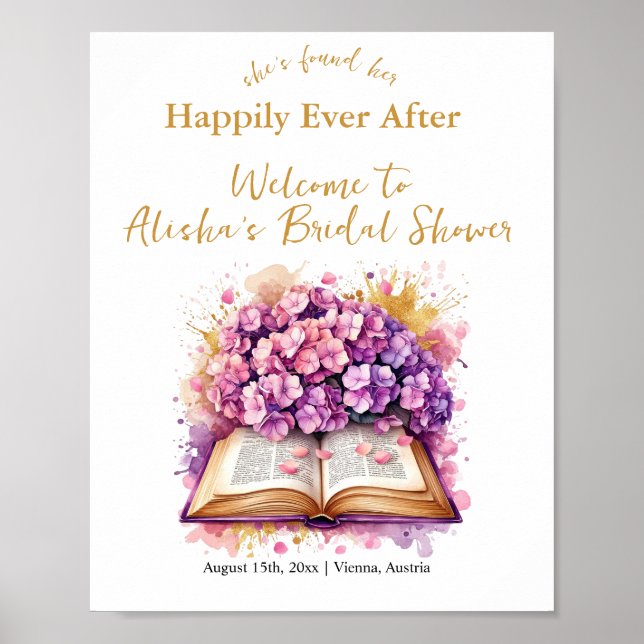Poster Hydrangea Fleurs de mariage Happily Ever After (Devant)