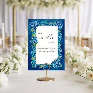 Poster Hydrangeas Bleus Cette Bougie Brûle en Souvenir Af
