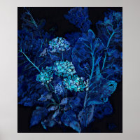 Hydrangée & Poisson-raifort peinture florale noir