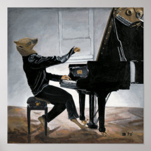 Poster Hyena Piano Music Player Imaginaire Wall Art Impri