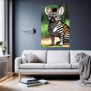 Poster Hyena Zebra cool et adorable Hybrid   Art AI