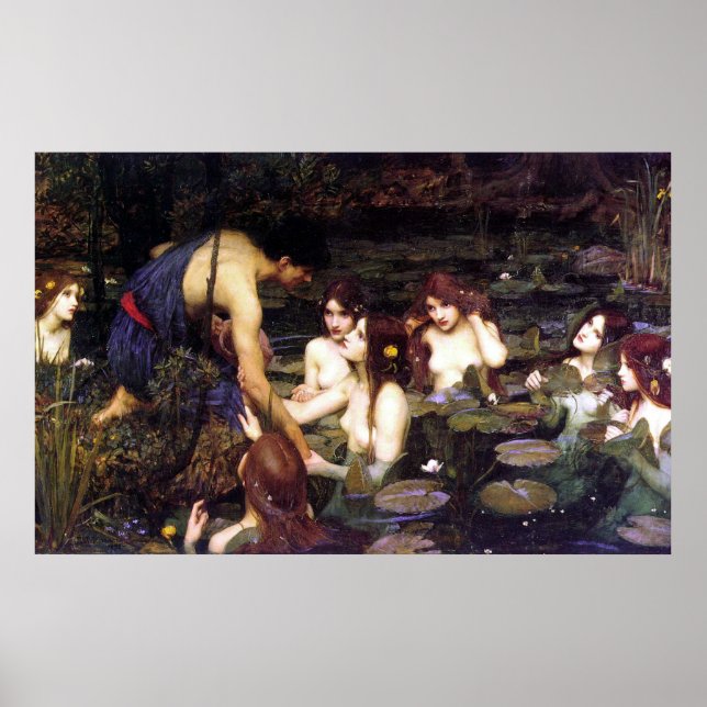 Poster Hylas et les Nymphes, par John William Waterhouse (Devant)