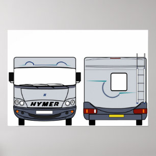 Poster Hymer Motorhome Front Back Colour