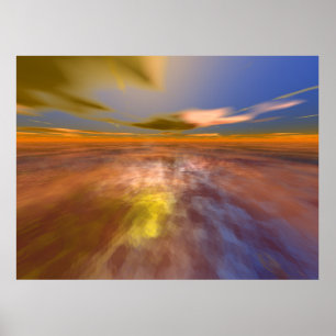 Poster HYPERION WORLD, ALIEN SEASCAPE SKY, NUAGES Sci-Fi