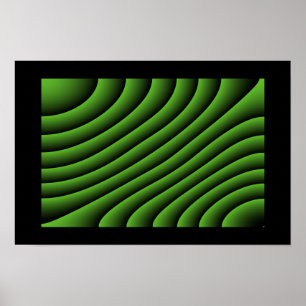 Poster Hypnotic Green Wavy Lines