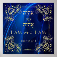 I AM I AM Exodus 3 Hébreu Anglais Art Print