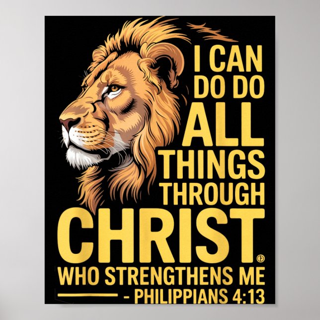 Poster I Can Do All Things Through Christ, Cross Lino Chr (Devant)