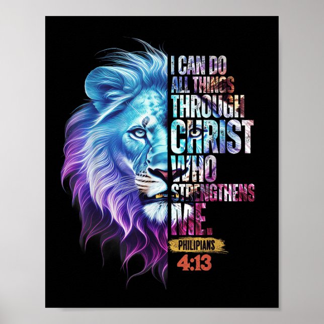 Poster I Can Do All Things Through Christ Lion Faith Chri (Devant)