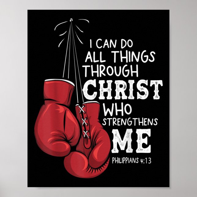 Poster I Can Do Things Christian Boxing Quote Philipans 4 (Devant)