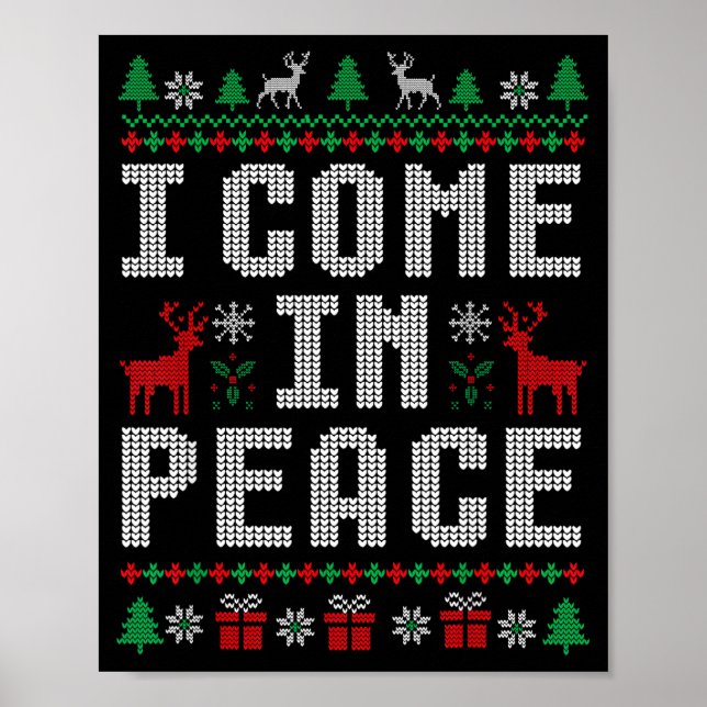 Poster I Come In Peace Couple Matching Ugly Christmas Swe (Devant)
