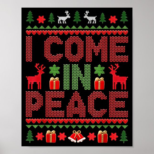 Poster I Come In Peace Couple Matching Ugly Christmas Swe (Devant)