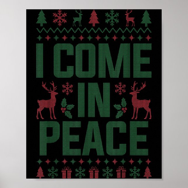 Poster I Come In Peace Couple Matching Ugly Christmas Swe (Devant)