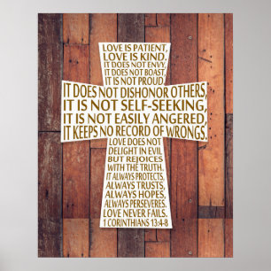 Poster I Corinthiens 13:4-8 Verset de la Bible L'amour es