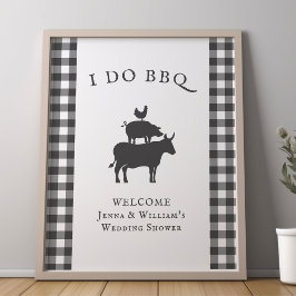 Poster I Do BBQ Rustique Agritourisme Gris Plaid Accueil