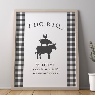Poster I Do BBQ Rustique Agritourisme Gris Plaid Accueil