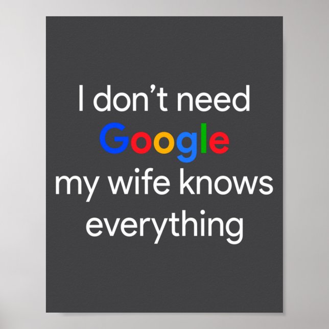 Poster I Don't Need Google, My Wife Knows Everything Funn (Devant)