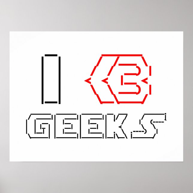 Poster I Heart Geek ASCII ART (Devant)