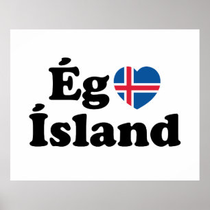 Poster I Heart (Love) Islande [Ég Elska Ísland] Islandais