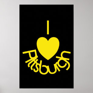 Poster I Heart Pittsburgh - Black 'n Gold
