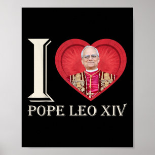 Poster I Heart Pope Leo Xiv Premier Pape Américain 267th 