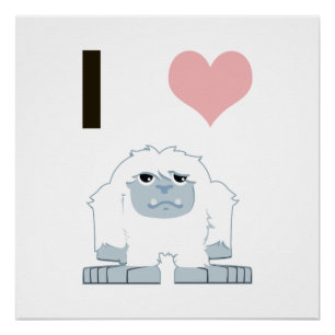 Poster I Heart Yeti mignon Cartoon Monster de neige