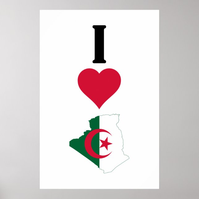 Poster I Love Algérie Vertical I Heart Algérie Pays Fl (Devant)