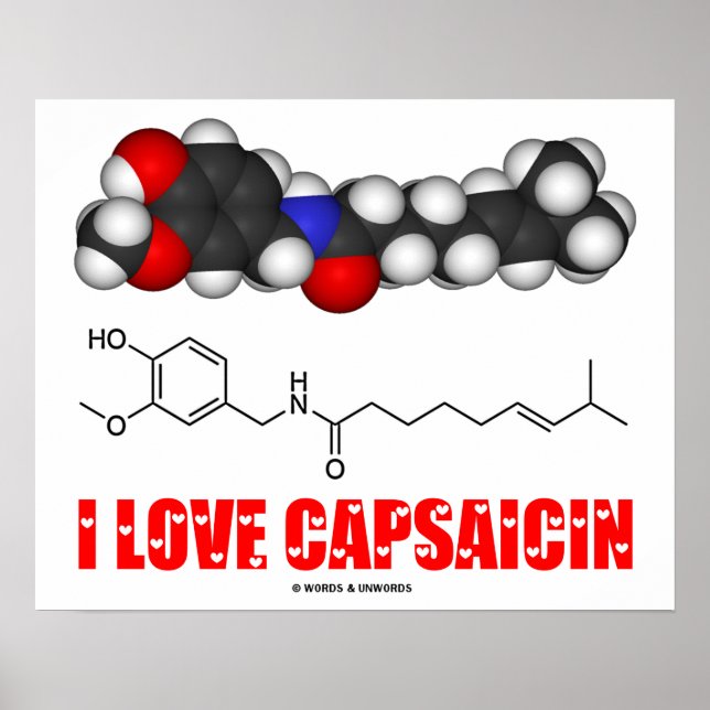 Poster I Love Capsaicin (Molécule chimique) (Devant)