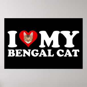 Poster I Love (Coeur) My Bengal Cat