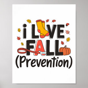 Poster I Love Fall Prevention Nurse Retro Thanksgiving Au