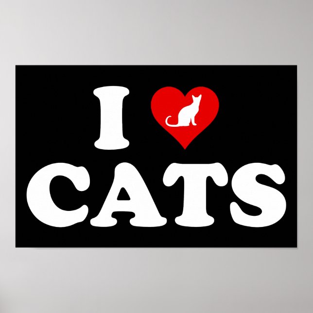 Poster I Love (Heart) Cats (Devant)