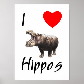 Poster I Love Hippopotames (2)