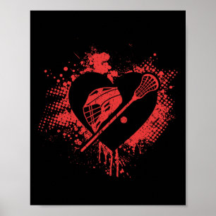 Poster I Love Lacrosse Drôle Lacrosse Joueur Valentine's