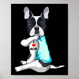 Poster I Love Maman Tattoo Français Bulldog Maman Amoureu
