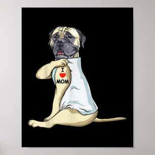 Poster I Love Maman Tattoo Français Mastiff Maman Amoureu