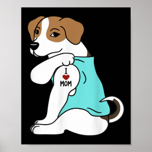 Poster I Love Maman Tattoo Jack Russell Terrier Fête des 