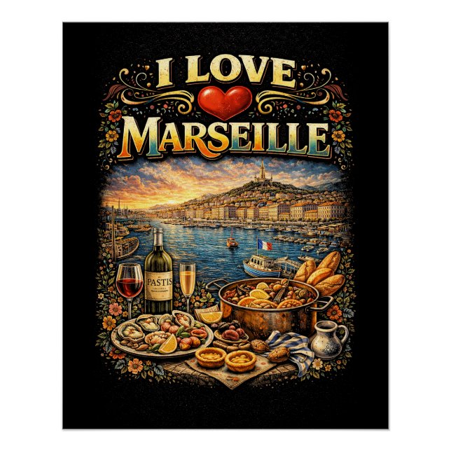 Poster I love Marseille (Devant)