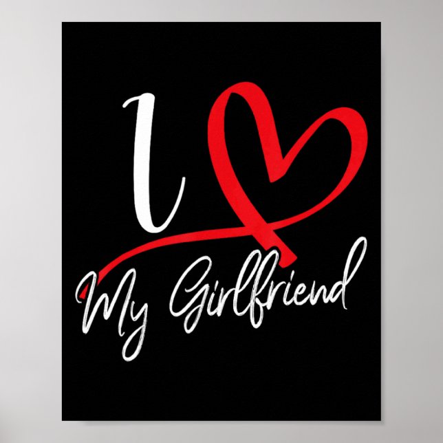 Poster I Love My Girlfriend Red Heart Couples Valentines  (Devant)