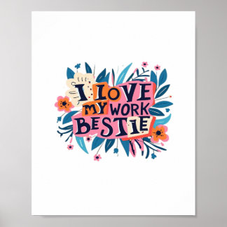 Poster I Love My Work Bestie Work Bestie Cadeau Classique