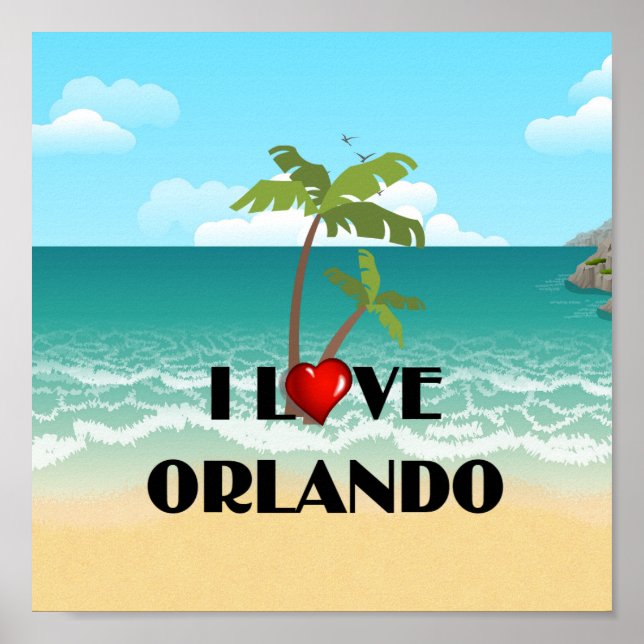 Poster I Love Orlando, design tropical, (Devant)