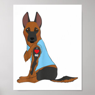 Poster I Love Papa - Chien Coeur Tattoo Belge Malinois El