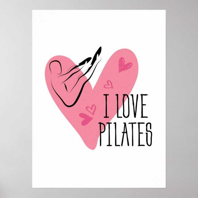 Poster I LOVE PILATES Pilates Pose sur baril (Devant)