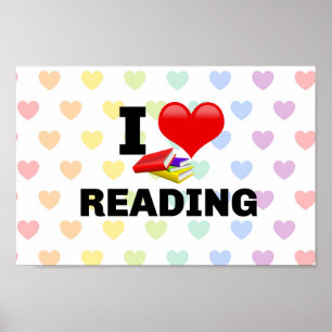 Poster I Love Reading, design coloré