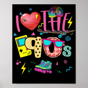 Poster I Love The 90s Party Outfit 90er Retro