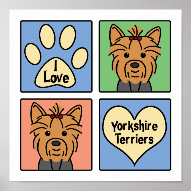 Poster I Love Yorkshire Terriers (Devant)