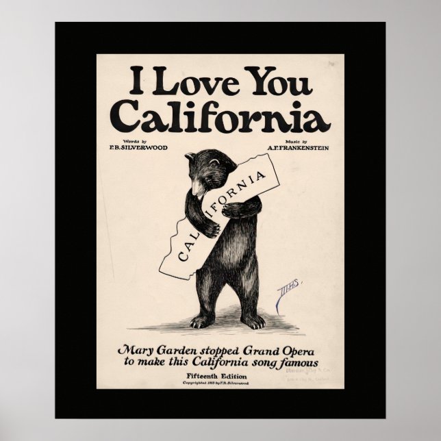 Poster I Love You California Bear (Devant)