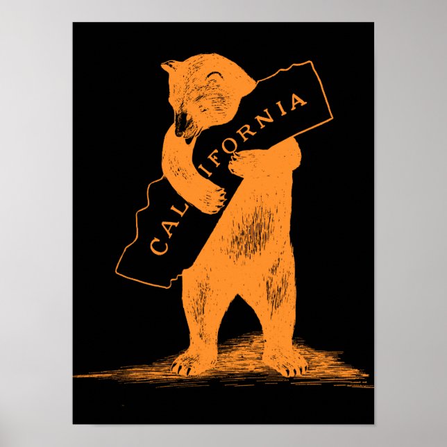 Poster I Love You California—Orange and Black (Devant)
