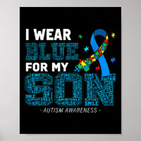 I Wear Blue For My Son Autism Awareness Maman Papa